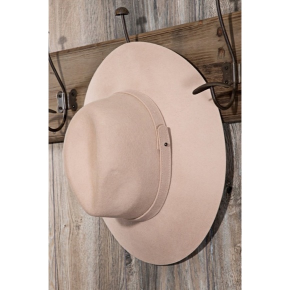 SOLD OUT Beige Simplistic Wool Wide Brim Panama Hat Casual Boho Women's - Picture 4 of 5